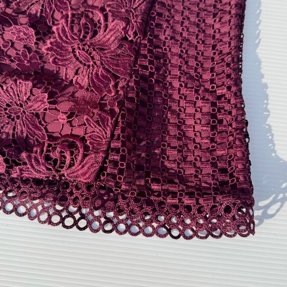 Ted Baker Zania Ruffle Mixed Lace Blouse Maroon Women’s 2 US6 Romantic Coquette - Picture 14 of 16